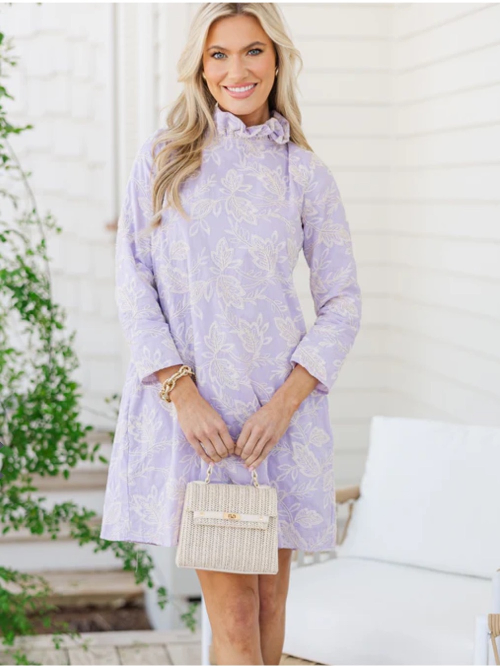 Shop The Mint Lavender & Cream Embroidered Brocade Swing Dress Size L